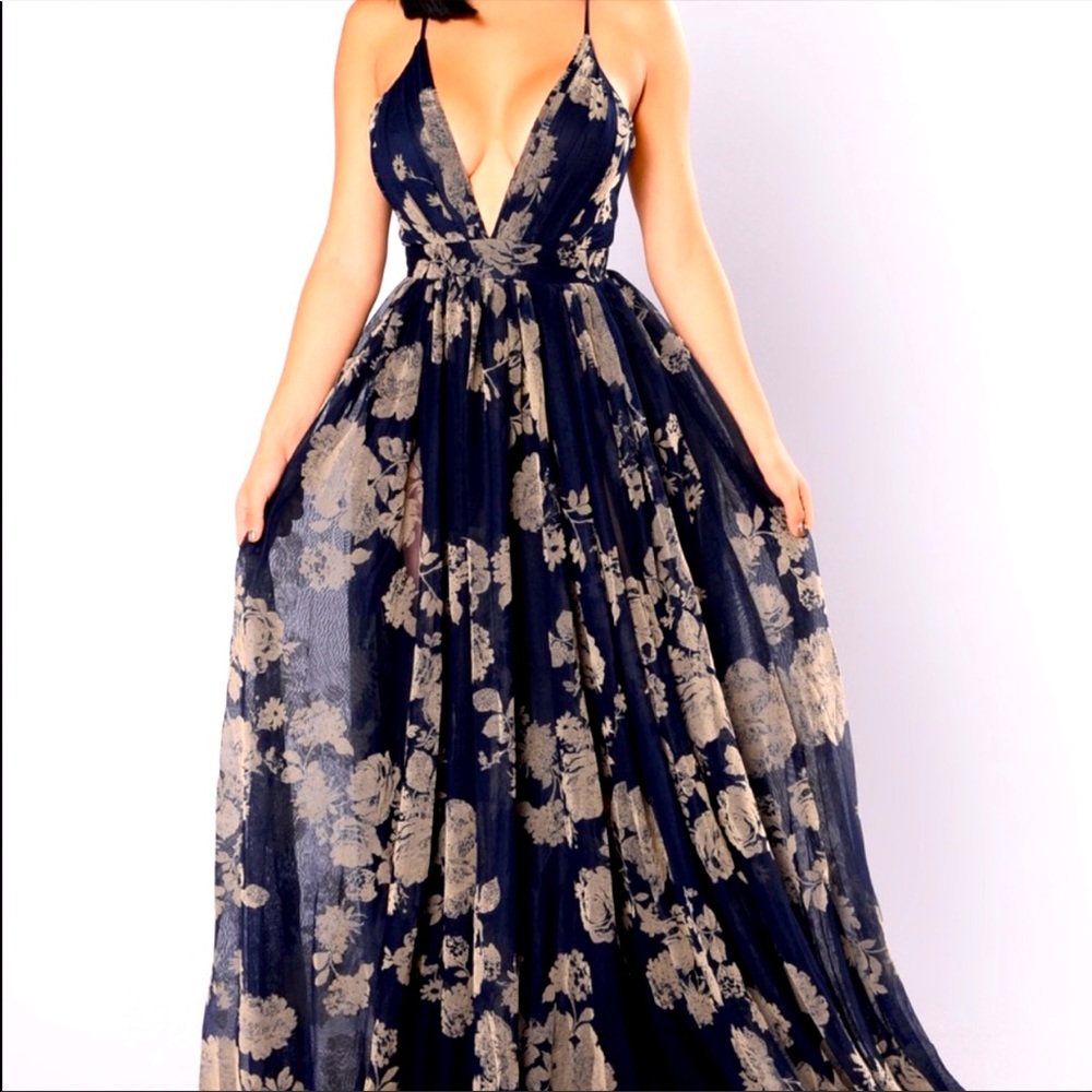 Fashion Nova Mesh Floral Dress